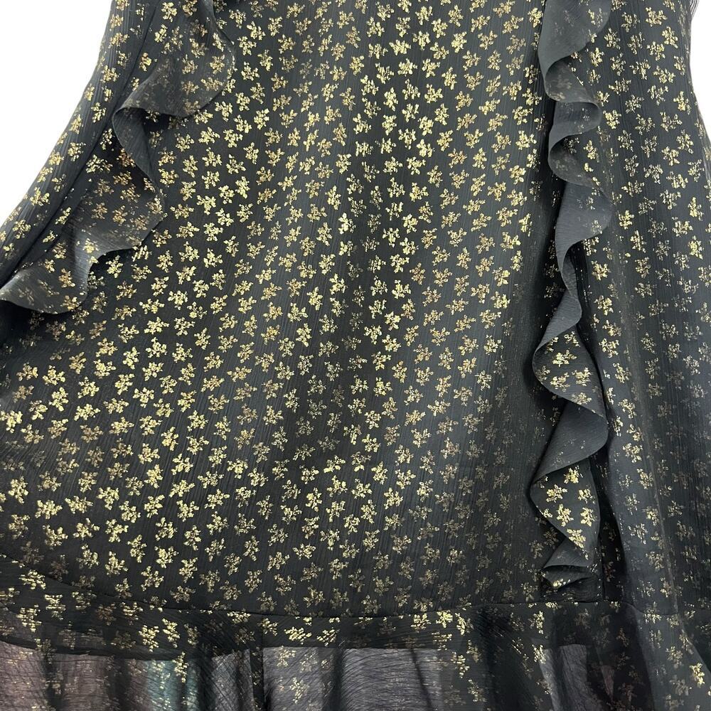 All Saints Derrell Black & Gold Ruffle Dress - Picture 13 of 15